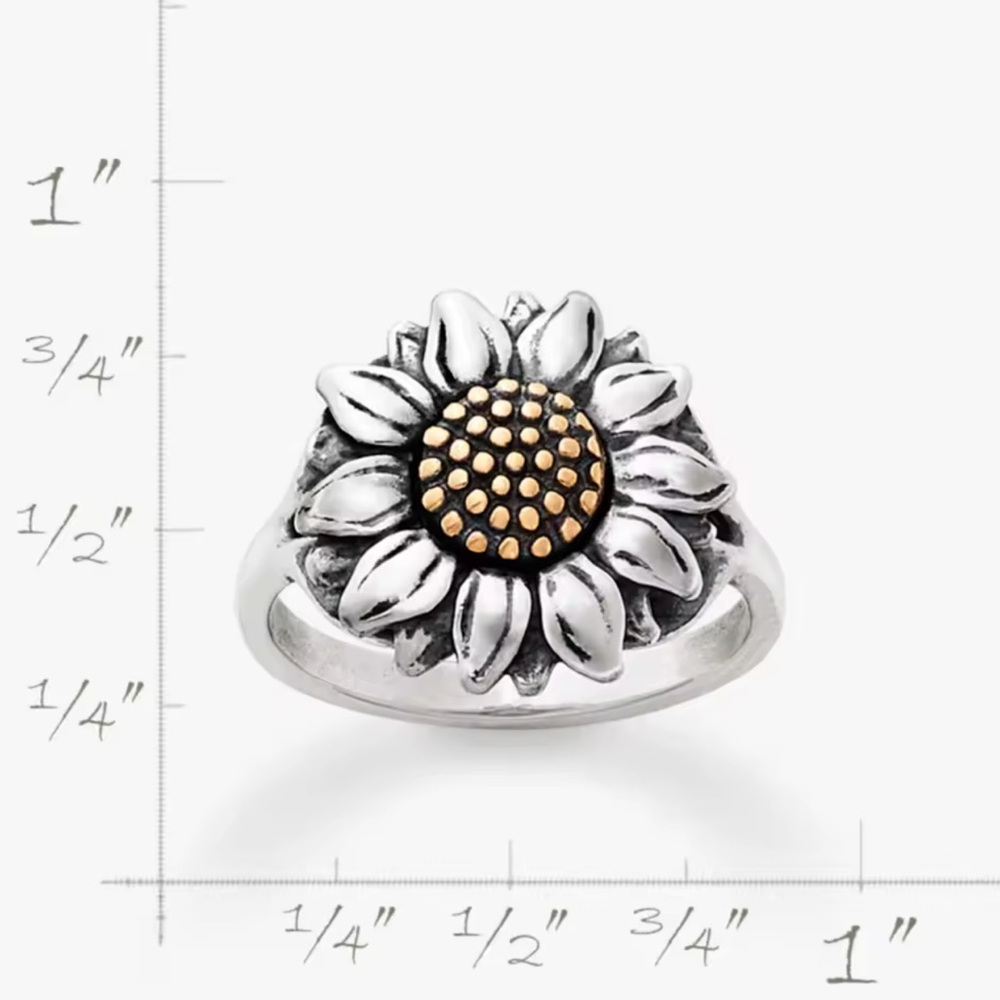 James Avery Sunflower Ring Sterling Silver Floral Statement Ring - Picture 4 of 15